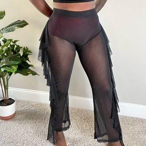 High Waist Sheer Mesh Ruffles Cover Up Pants ‼️ FINAL PRICE‼️